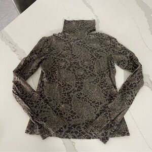EXPRESS Lace Patterned Long Sleeve Sheer turtleneck Top size medium